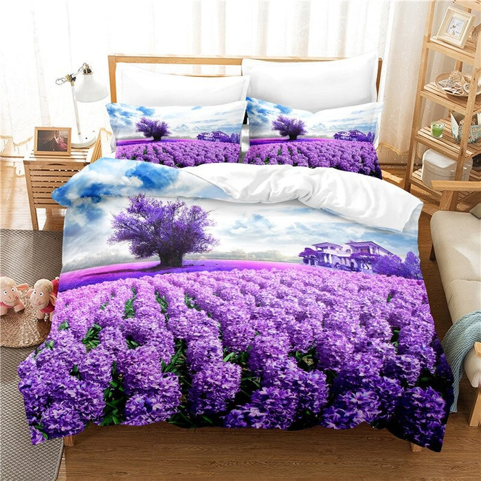 Lavender Flower Digital Printed Bedding Set