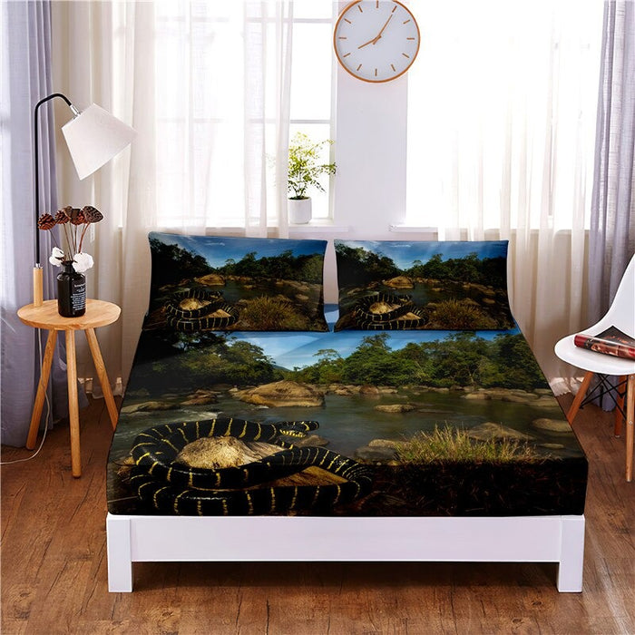 Snakes Digital Printed 3 Pc Fitted Sheet