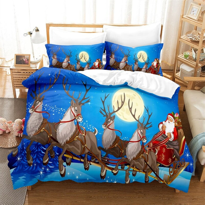 Santa Clause Themed Duvet Cover And Pillowcase Bedding Set