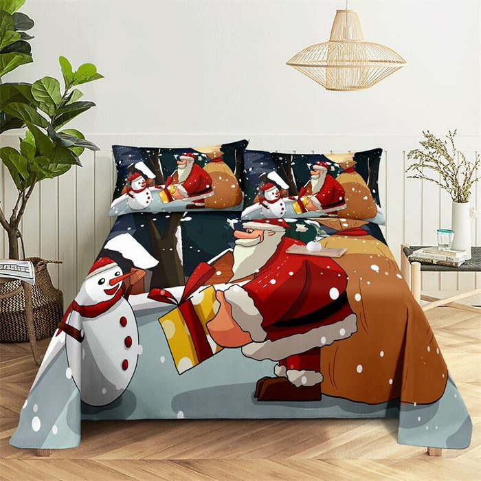 Santa Themed Complete Bed Sheets And Pillowcases Set