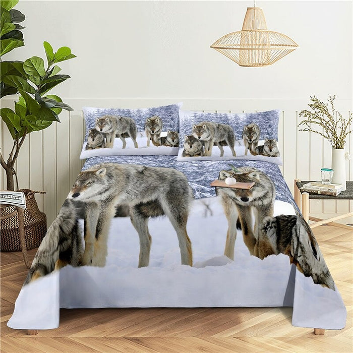 2 Sets Wolves Printed Bedding