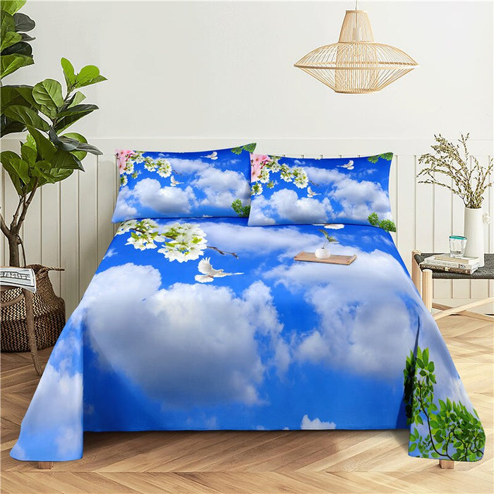 Scenery Print Flat Bedding Set