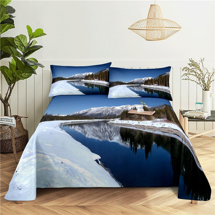 Snow Scenery Print Bedding Set