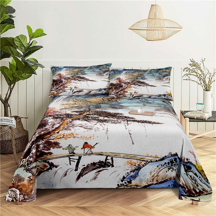 Landscape Painting Printed Bedding Set