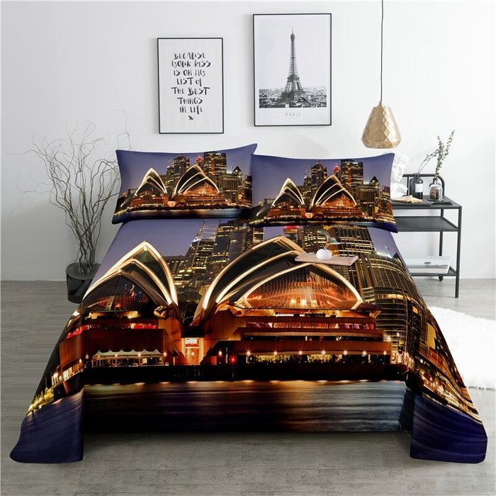 City Lighting View Print Bedding Set