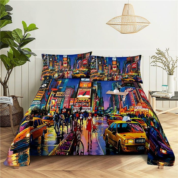 City Lighting View Print Bedding Set