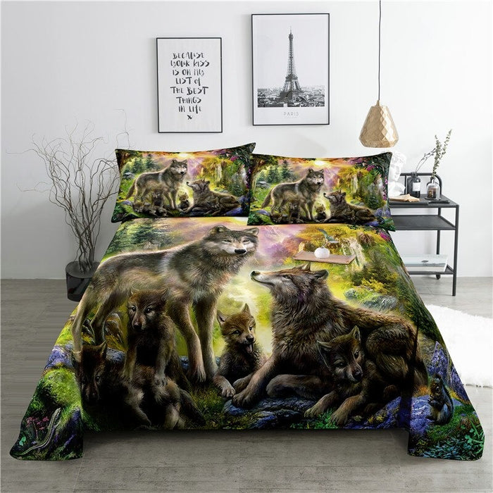 Wolves Print Bedding Set