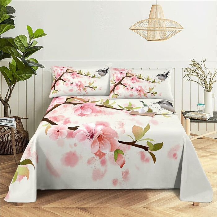 Abstract Flower Branches Print Bedding Set