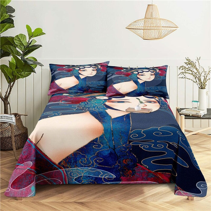 Printed Landscape Painting Bedding Set