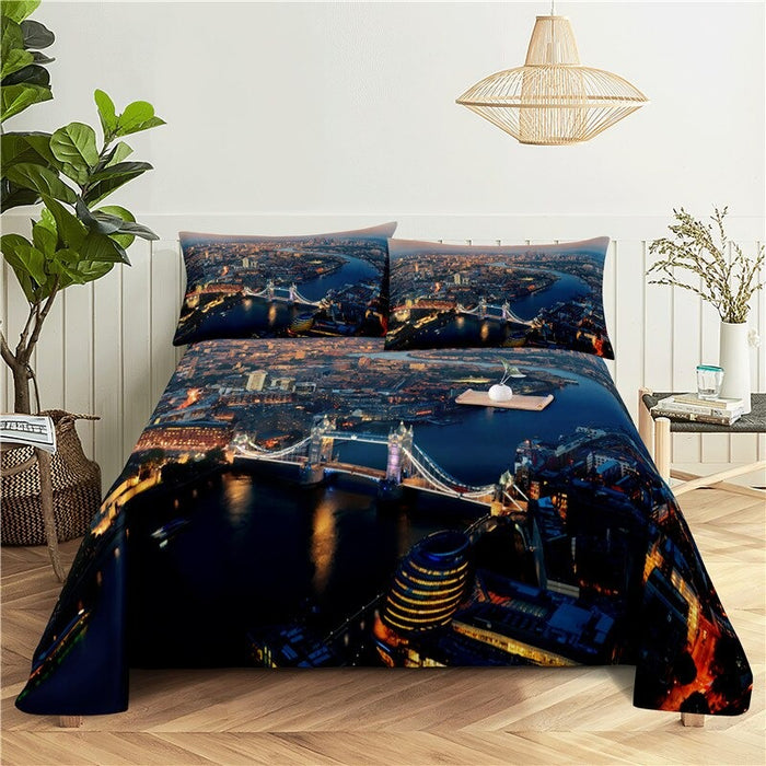 City Lighting View Print Bedding Set