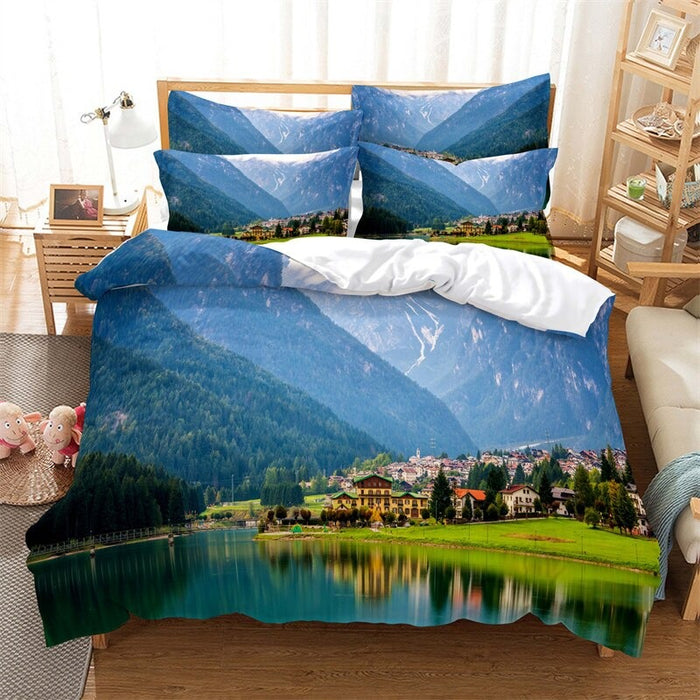 Fashion Landscape Scenery Horse Duvet Cover Set