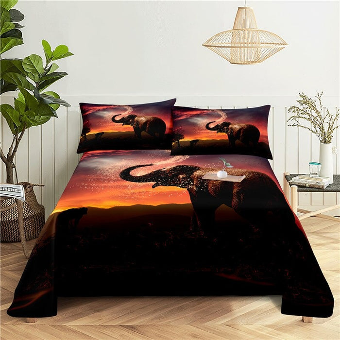 Painted Elephant Printed Bedding Set