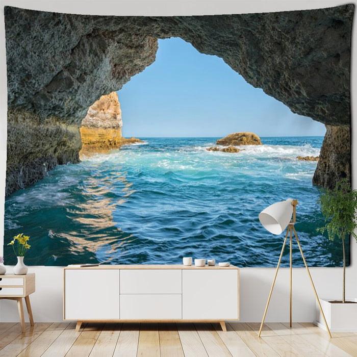 Coastal Cave Tapestry Wall Hanging Tapis Cloth