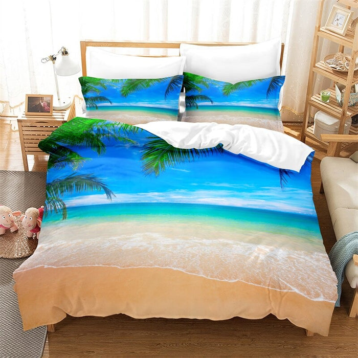 3D Beach Printed Bedding Set