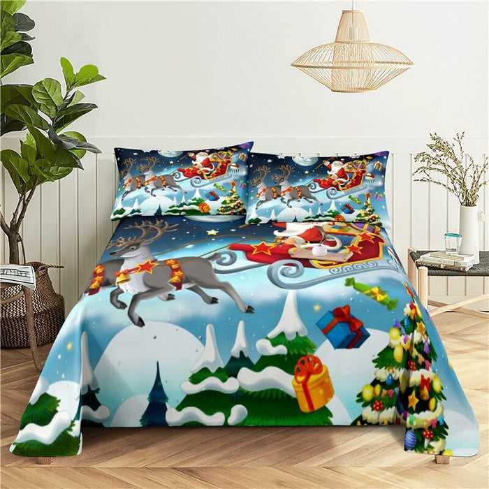 2 Sets Christmas Printing Bedding Set