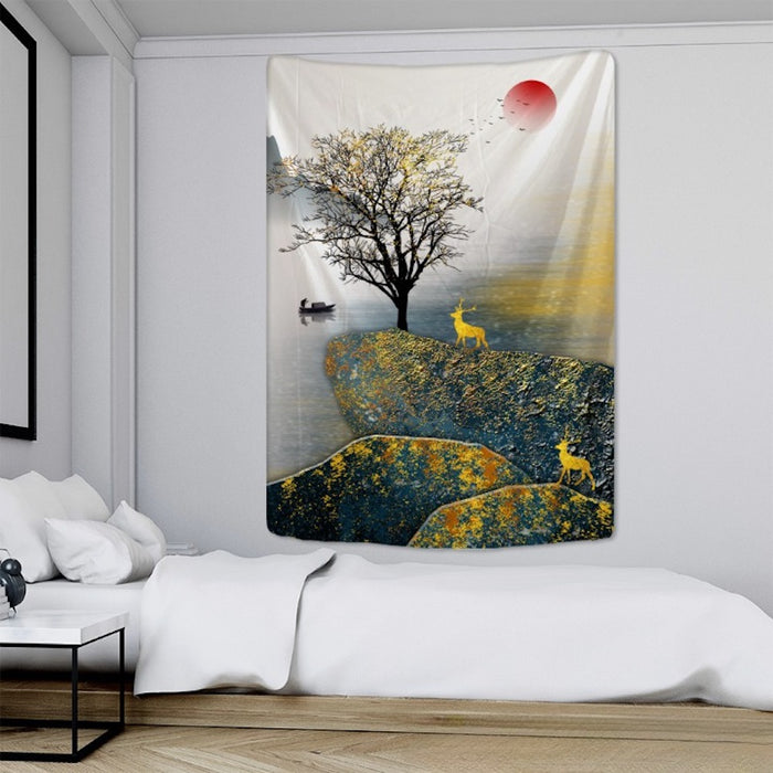 Modern Paintings Style Tapestry Wall Hanging Tapis Cloth