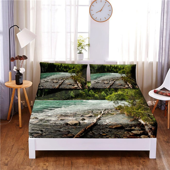 Coastline Digital Printed Bedsheet & Pillowcases