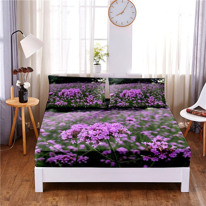 Flowers Digital Printed 3pc Polyester Bedding Set