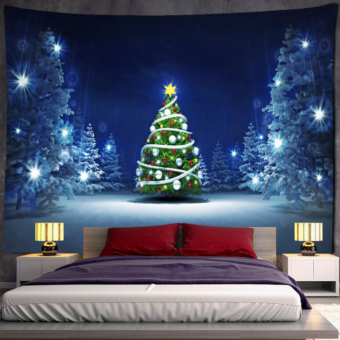 Night View Christmas Tree Tapestry Wall Hanging Tapis Cloth