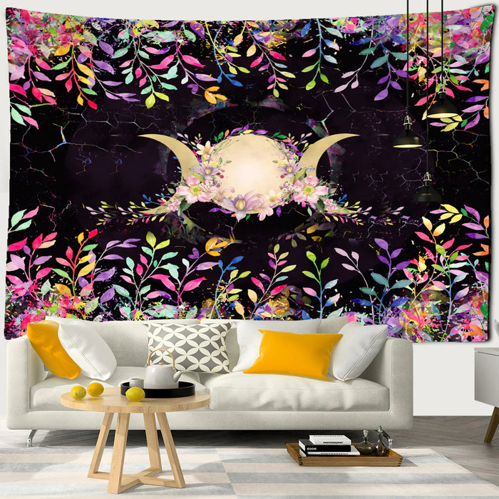 Sun And Moon Colorful Leaves Tapestry Wall Hanging Tapis Cloth