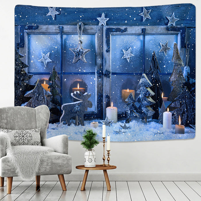 Christmas Window Illustration Tapestry Wall Hanging Tapis Cloth