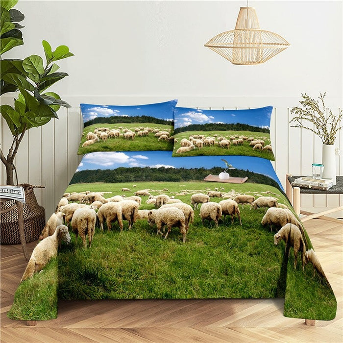 Sheep Print Flat Bedding set