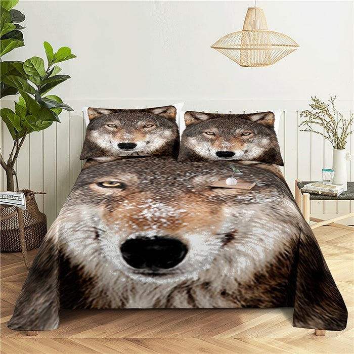 3 Sets Wolves Printed Bedding