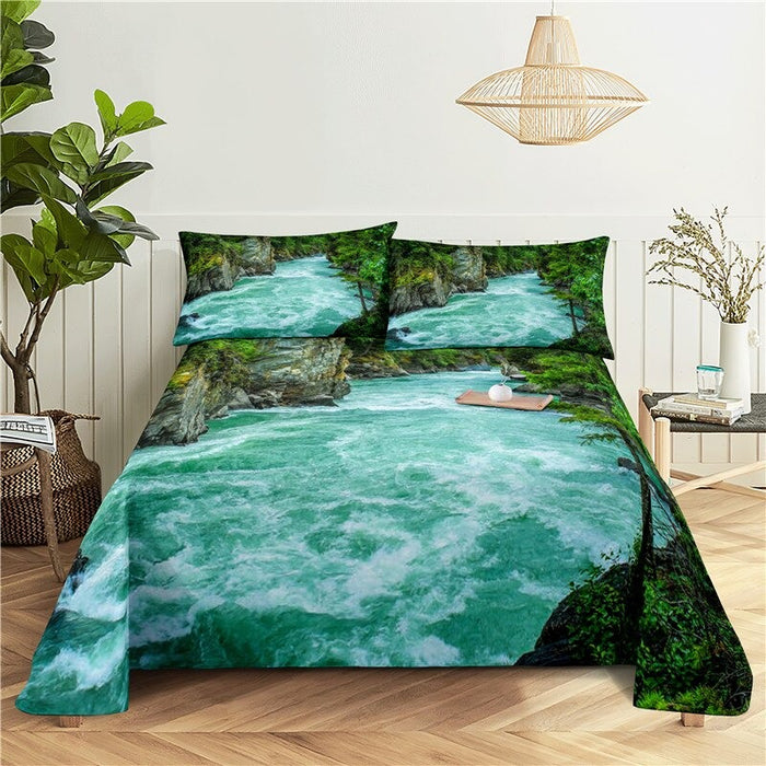 Mountains And Rivers Bed Flat Bedding Set