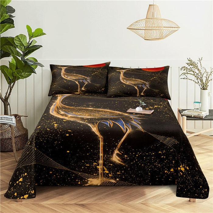 Cartoon Space Cat Printed Bedding Set