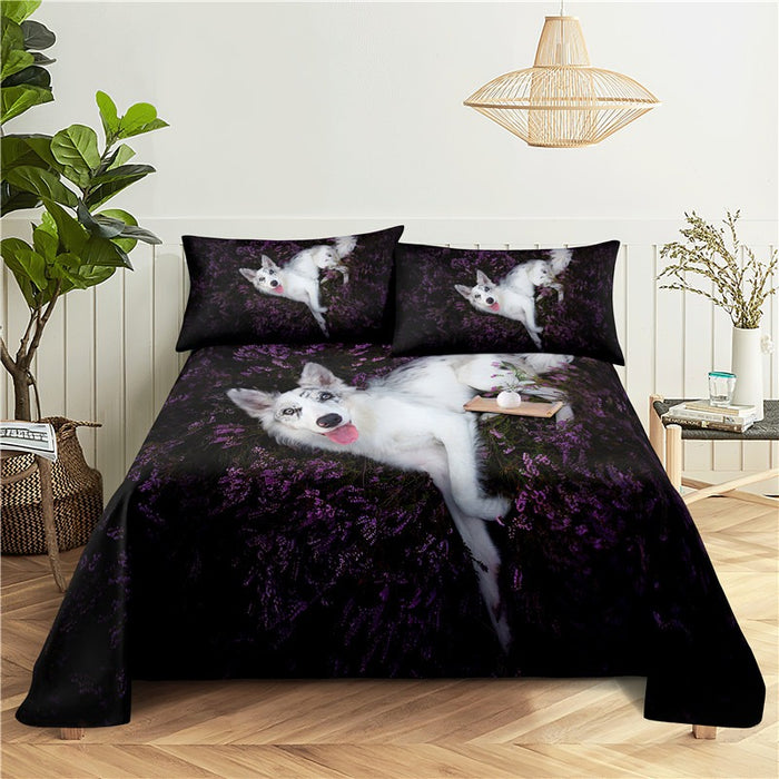 Dogs Digital Printed Polyester Bed Sheet Set