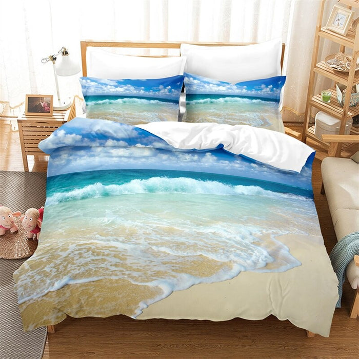 Blue Sea Print Bedding Set