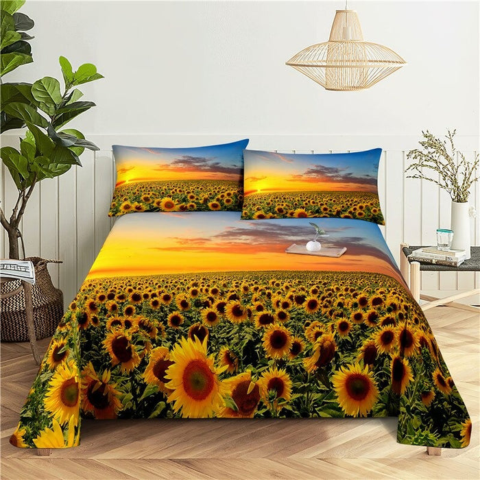 Sun Flower Printed Bedding Set
