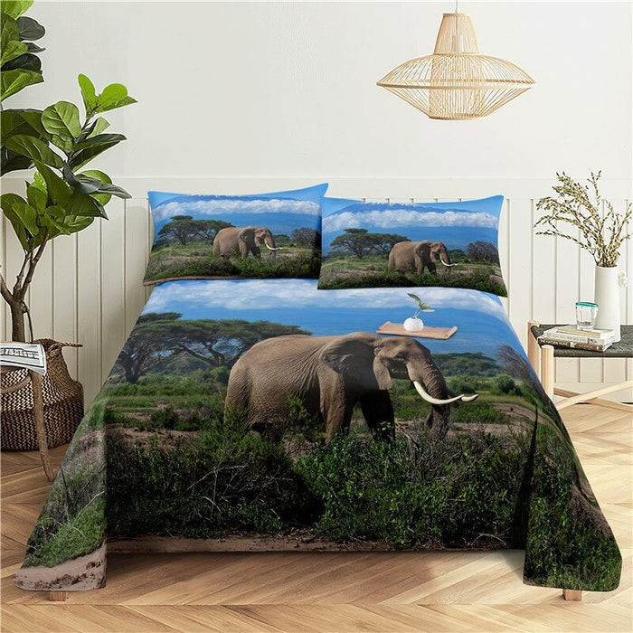 Painted Elephant Printed Bedding Set