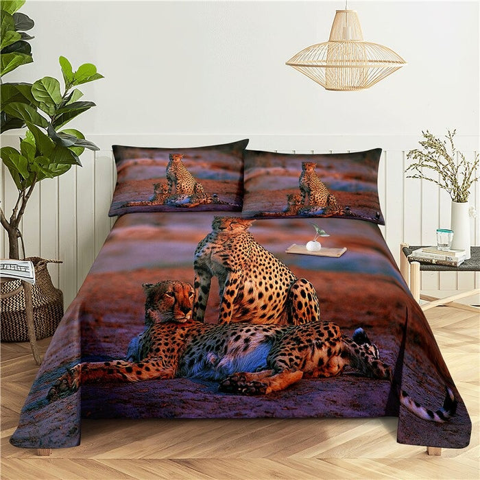 Leopard Print Polyester Bedding Set