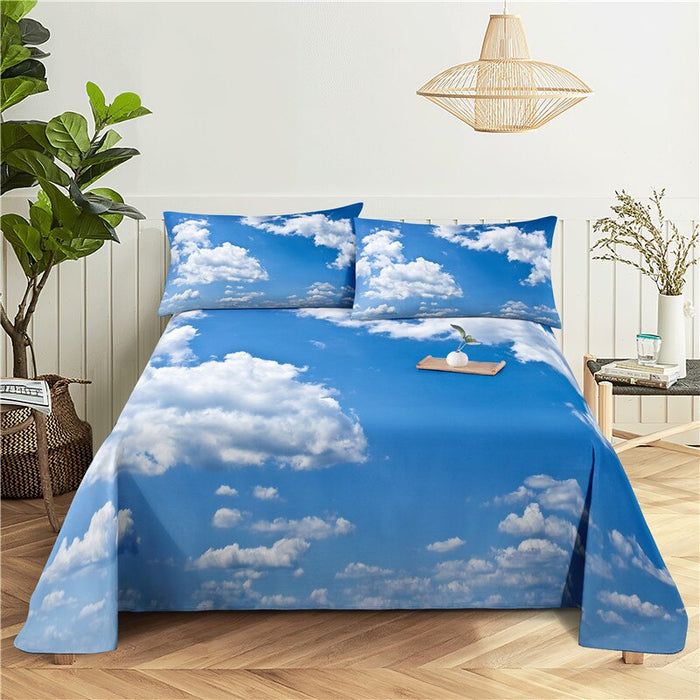 Scenery Print Flat Bedding Set