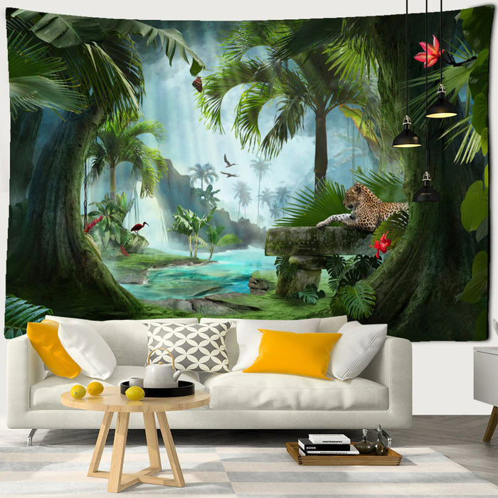 Tropical Rainforest Tapestry Wall Hanging Tapis Cloth