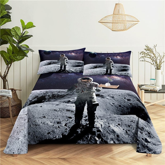 3 Sets Astronaut Printed Bedding