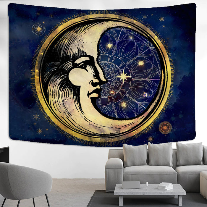 Psychedelic Moon Tapestry Wall Hanging Tapis Cloth