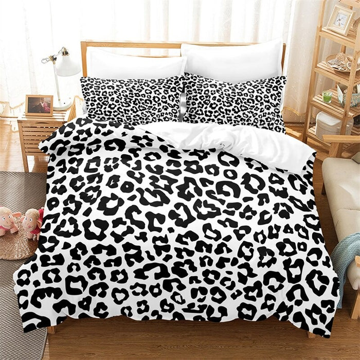 Black White Cow Texture Digital Printed Bedding Set