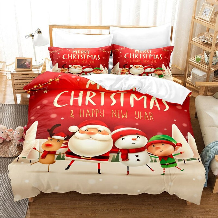 Cartoon Christmas Digital Printed Bedding Set