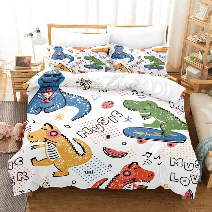 Colorful Cartoon Animals Printed Bedding Set