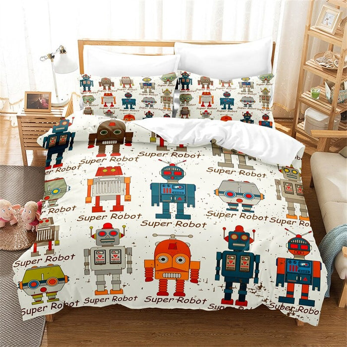 Cartoon Vehicles Digital Printed Bedding Set