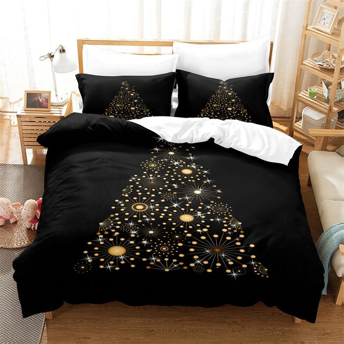 Christmas Tree Themed Duvet Cover And Pillowcase Bedding Set