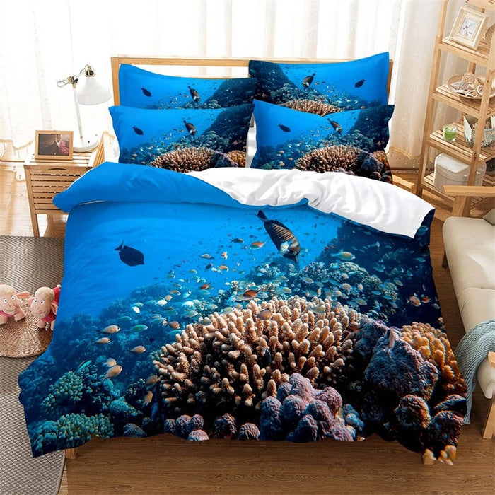 Sea Ocean Pattern Duvet Cover And Pillowcase Complete Set