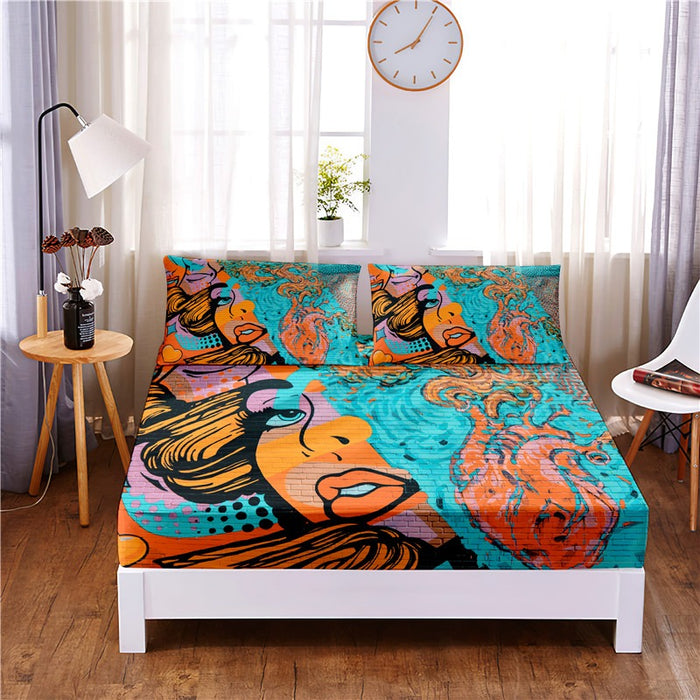 Art Design Digital Printed 3pc Polyester Bedding Set