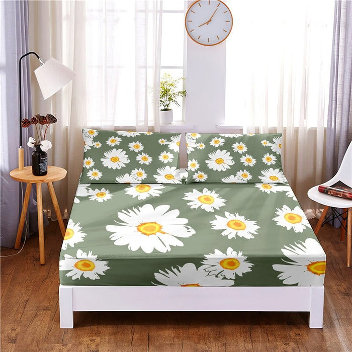 Flowers Pattern Digital Printed 3pc Polyester Bedding Set