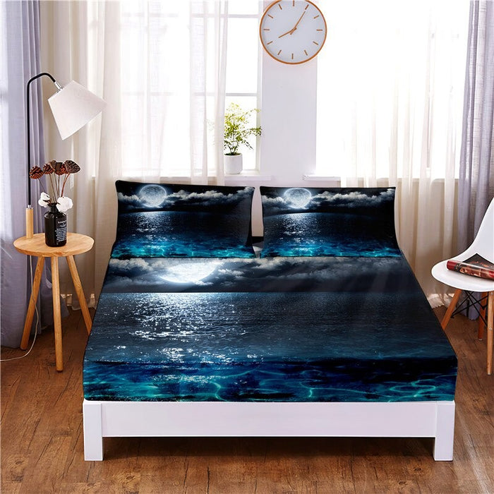 Seawater Digital Printed 3pc Polyester Bedding Set