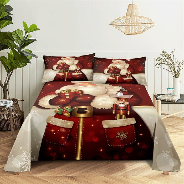 Santa Clause Themed Bed Sheets And Pillowcases Set