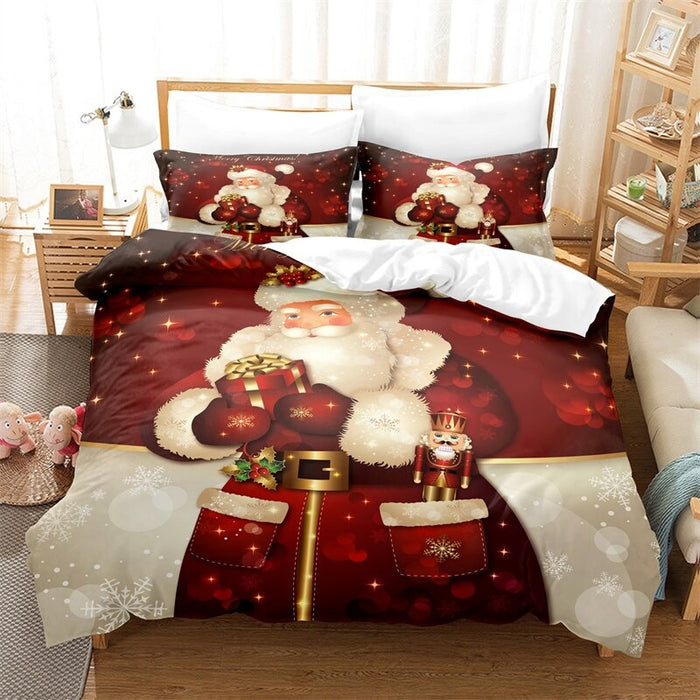 Santa Clause Themed Duvet Cover And Pillowcase Bedding Set