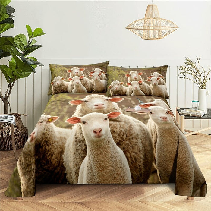 Sheep Print Flat Bedding set